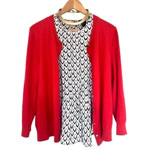 NWOT Ann Taylor Black and White Diamond Print Sleeveless Blouse